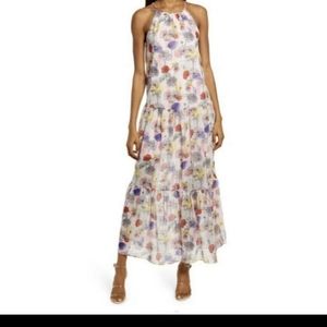 NSR Sophia Floral Maxi Tiered Halter Dress. New With Tags. Size Large.